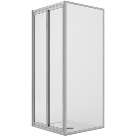 Box doccia angolare fisso+saloon 2 ante battente vetro trasparente h 198 mod. West 75x80 cm ap. 80