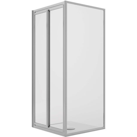 Box doccia angolare fisso+saloon 2 ante battente vetro trasparente h 198 mod. West 80x100 cm ap. 100