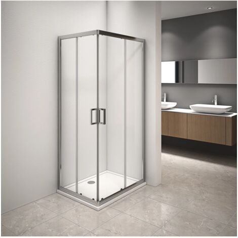 box doccia angolare in alluminio con vetro trasparente 70x90x185 cm