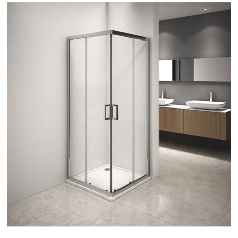 box doccia angolare in alluminio con vetro trasparente, 80x80x185 cm