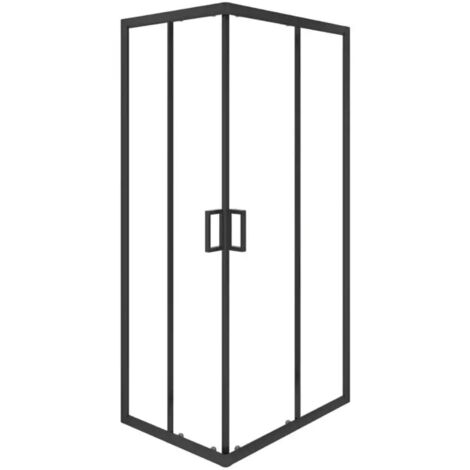box doccia angolare nero con vetro trasparente 70x90x185 cm