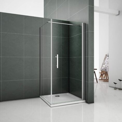 Box doccia angolare porta 80cm parete fissa 90cm alto 195cm, piatto doccia 80x90cm, barra stabilizzatrice 140cm tagliabile