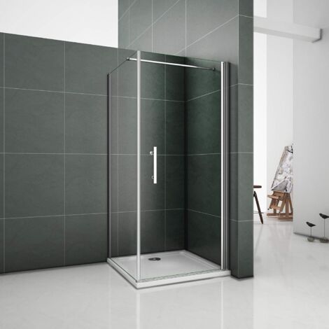 Box doccia angolare porta 90cm parete fissa 80cm alto 195cm, piatto doccia 90x80cm, barra stabilizzatrice 140cm tagliabile