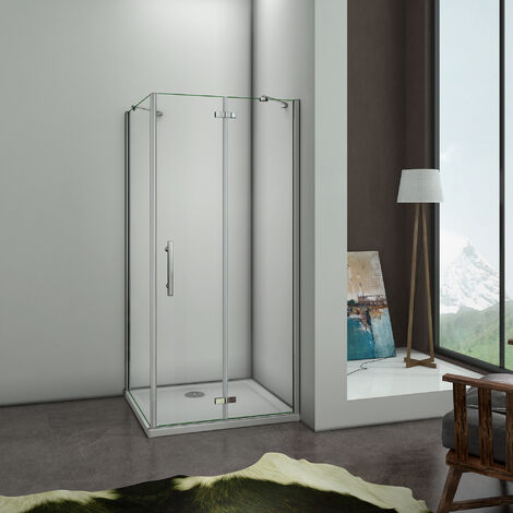 Box Doccia Angolare Porta Battente con Paretina Fissa Vetro 6 mm Temperato Anticalcare Trasparente Cromo Lucido 76x90x195 cm