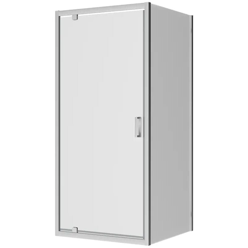 Parama - Paroi de douche 80x80 cm Porte battante d'angle et paroi fixe Profilés en aluminium chromés Verre opaque 6mm h190 - Réversible Mod. Apulia