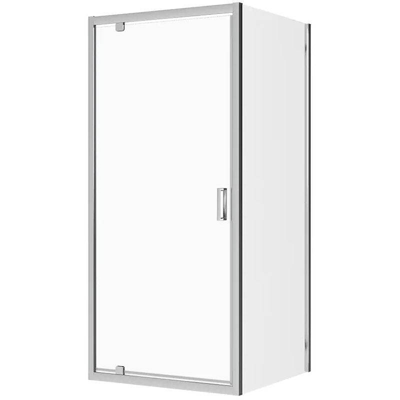 Parama - Cabine de douche 90x80 cm Porte battante d'angle et paroi fixe Profilés en aluminium chromé Verre transparent 6mm h190 - Réversible Mod.