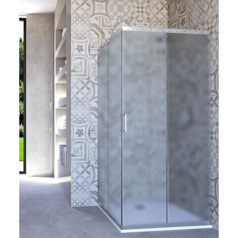 Box doccia angolare porta scorrevole 80x80 cm opaco