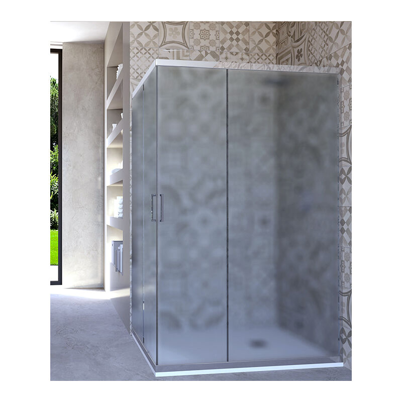 Box doccia angolare porta scorrevole 80x120 cm opaco