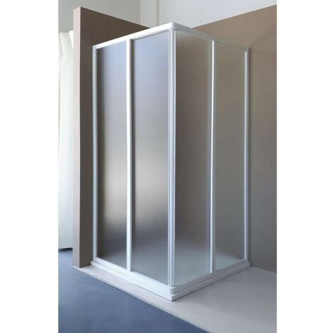 Box Doccia Angolare Scorrevole Bianco Acrilico 68-79x186 cm