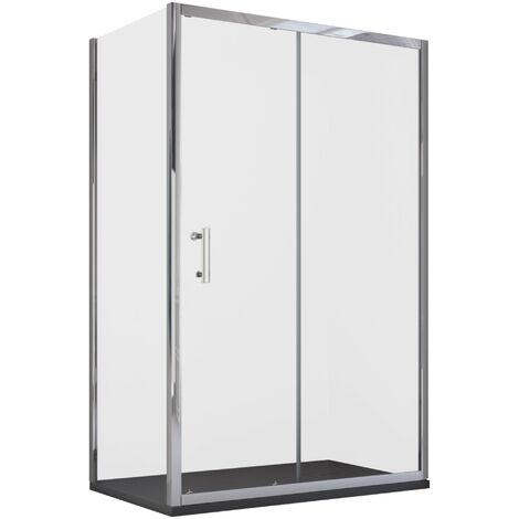 Box doccia angolare scorrevole trasparente con lato fisso h190cm 6mm big, misura 80x100