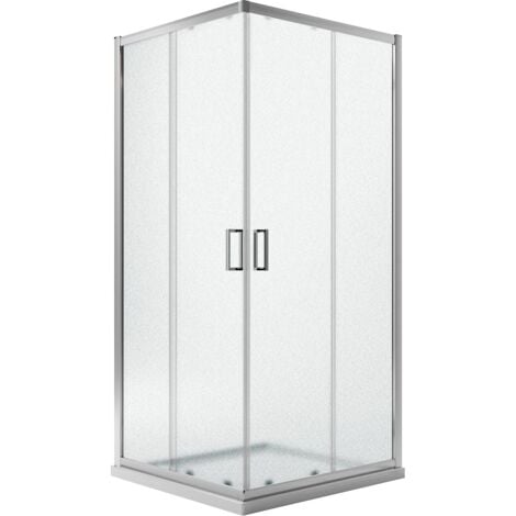 Box doccia angolare scorrevole vetro stampato h 185 mod. Ready 70x80 cm rettangolare
