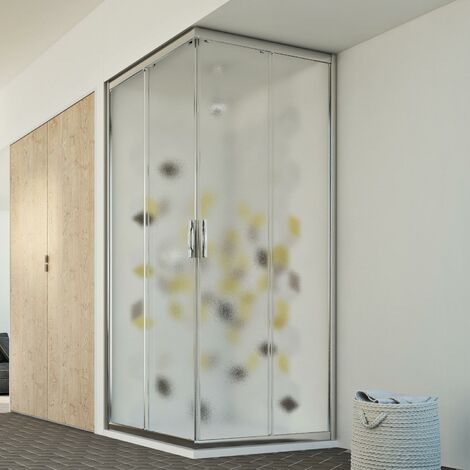 Box doccia angolare scorrevole vetro stampato h 198 mod. Evolution 80x80 cm quadrato