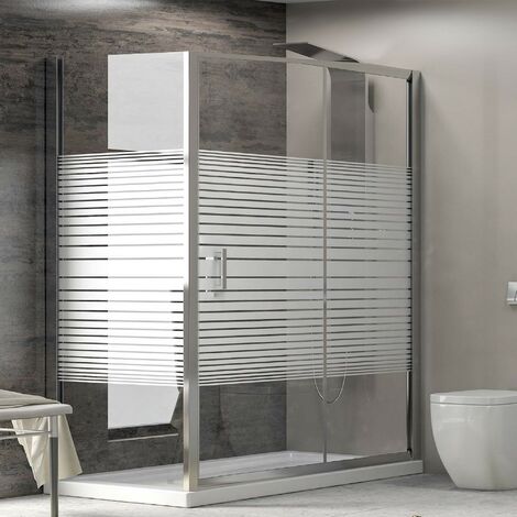 Box doccia angolare serigrafato due lati porta scorrevole new flora, misura 70x130