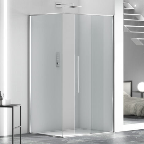 Box doccia angolare Vetro 6mm H200 cromo Zen-Megius - Vetro: Trasparente - Misure: 150x70 - Profilo: Cromo