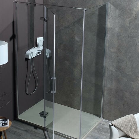 Box Doccia Angolo Dim.70x90 cm 8MILL Cristallo 8mm Porta Battente H 200 cm - Sgancio Rapido