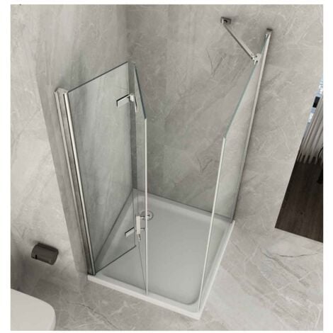 Box Doccia Anta a Libro 60 70 80 90 100 Fissa Angolare 8mm Cristallo Trasparente - Misura Box Angolare 90x60