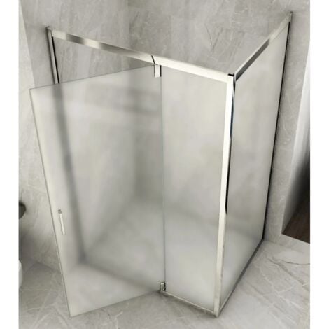 Box Doccia Anta Fissa Battente 2 Lati Angolare Parete Vetro 6mm Cristallo Opaco - Misura Box Angolare 60x90