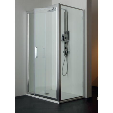 Box doccia ante Saloon+Parete Fissa Vetro 6mm cromo H200 FPSL-Tamanaco - Vetro: Cincillà - Misure: 70x70 - Profilo: Cromo