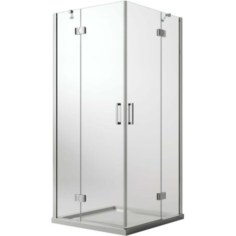 Box doccia ap. battente vetro trasparente con easyclean h 190 mod. Flip Anta + Anta 75x75 cm