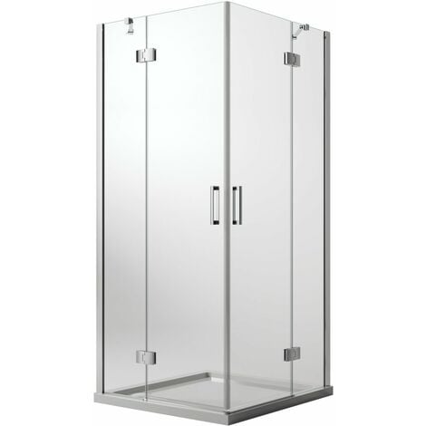 Box doccia ap. battente vetro trasparente con easyclean h 190 mod. Flip Anta + Anta 80x120 cm