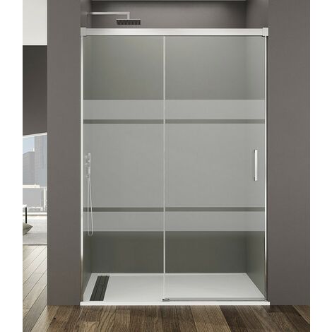 Box doccia BASIC fisso + scorrevole, Finiture: Frost - Estensione: 95-100 cm