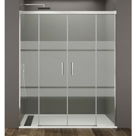 Box doccia BASIC SPAZIO 2 fissi + 2 scorrevoli, Finiture: Frost - Estensione: 200 - 210 cm
