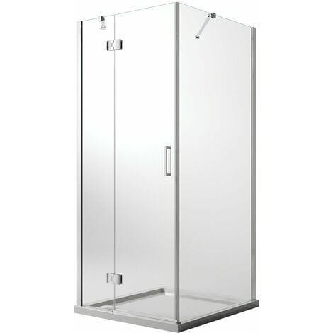 Box doccia battente vetro trasparente con easyclean h 190 mod. Flip Anta + Fisso 120x80 cm