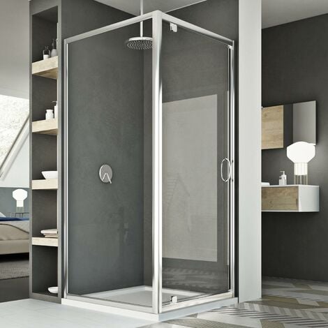 Box doccia battente vetro trasparente h 185 mod. Sintesi Duo 1 Anta 70x80 ap. 70 cm rettangolare
