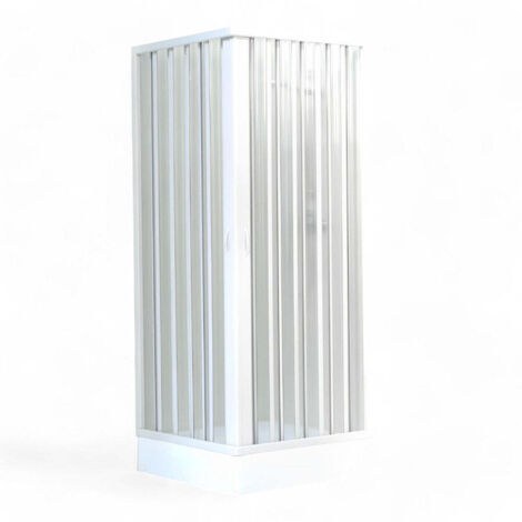 Box doccia bianco 2 lati a due ante con apertura angolare in PVC autoestinguente - 70/80x70/80 cm - H. 185