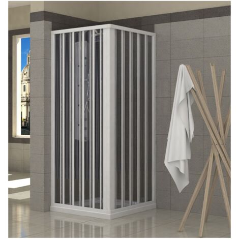 Box Doccia Bianco PVC Angolare Scorrevole Angolo Porte a Soffietto 2 Ante Lati - Misura Box Angolare 90x100