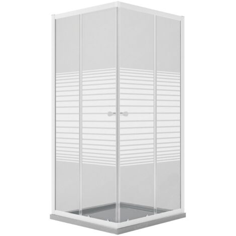 'BOX DOCCIA CRISTALLO SERIGRAFATO DUE PORTE ''PERLA'' cm 70 x 90 - H 185' cm 70 x 90 - H 185