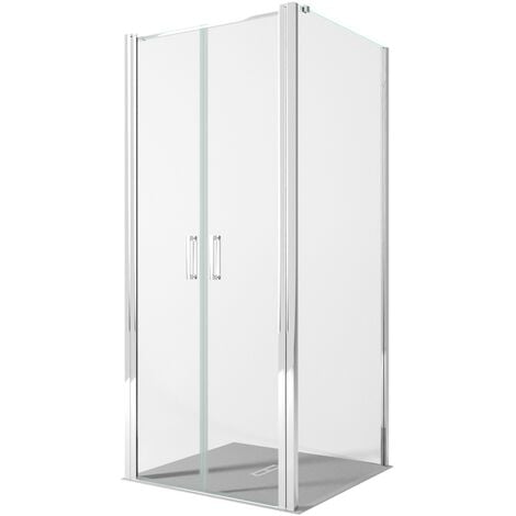 Box doccia due lati con porta saloon h195 6mm anticalcare dobla, misura 90x70