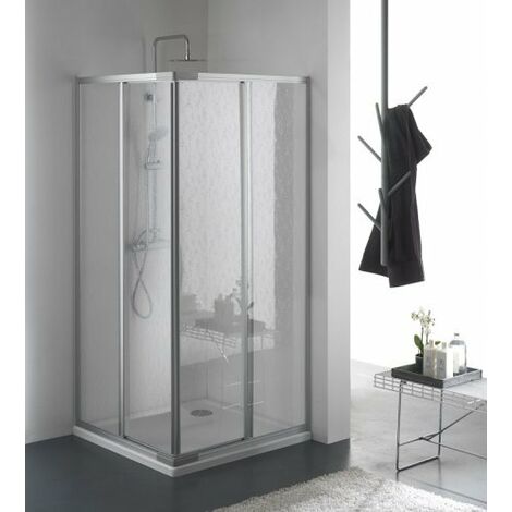 Box doccia due lati scorrevole in pvc e alluminio h185cm Merbo Ribro Bianco,62/72x80/90 cm