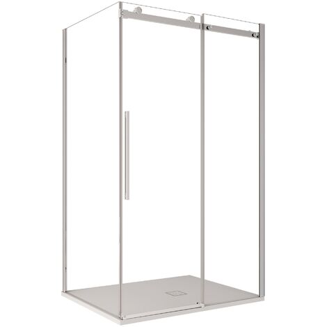 Box doccia due lati trasparente anticalcare porta scorrevole h195 8mm euclide, misura 90x150