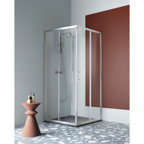 Box doccia ECO in cristallo 6 mm trasparente cm 80x80 con profilo