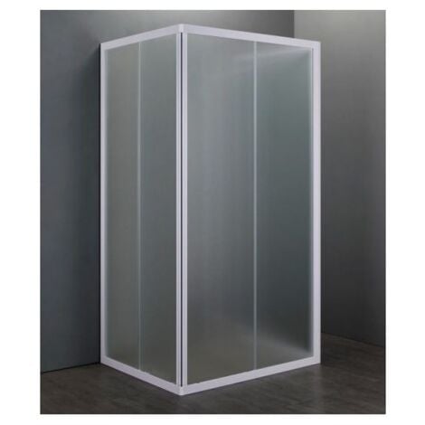 Box Doccia Economico 3 Lati PVC Porta Scorrevole 2 Ante Quadrato Rettangolare - Misura Box 3 Lati 75x75x75