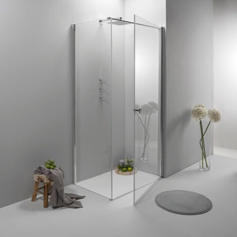 BOX DOCCIA ELITE ANGOLARE 70x80 CM PORTA BATTENTE CON LATO FISSO TRASPARENTE