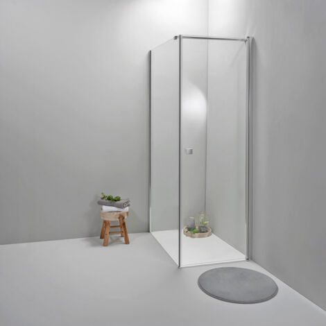 BOX DOCCIA ELITE ANGOLARE 90x80 CM PORTA BATTENTE CON LATO FISSO TRASPARENTE