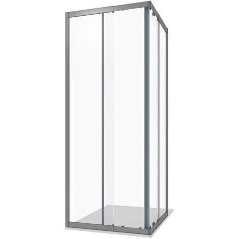 Box Doccia Estensibile 70-90x70-90 cm con Profili in Alluminio Anodizzato Vetro 6mm Trasparente con Trattamento Anticalcare h190 - Reversibile Mod. Nuuk