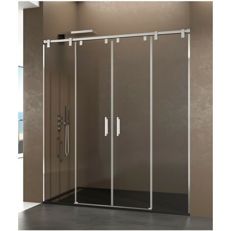 Box doccia FUTURA 2 fissi + 2 scorrevoli, Finiture: Trasparente - Estensione: 152 a 162 cm