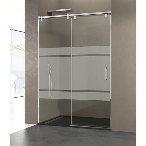 Box doccia FUTURA fisso + scorrevole, Finiture: Frost - Estensione: 105-110