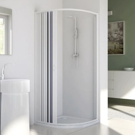 Box Doccia Giove in PVC Semicircolare Angolare 2 Lati Apertura Scorrevole Laterale a Soffietto Anta Unica 70 x 90 x h 185 cm (Raggio 38cm)