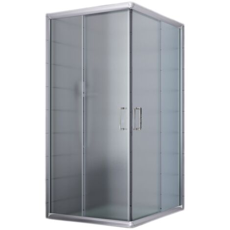 Box doccia H185/200 vetro trasparente/stampato 6mm rettangolare quadrato apertura scorrevole due porte scorrevoli reversibile cabina cristallo mod. Alabama