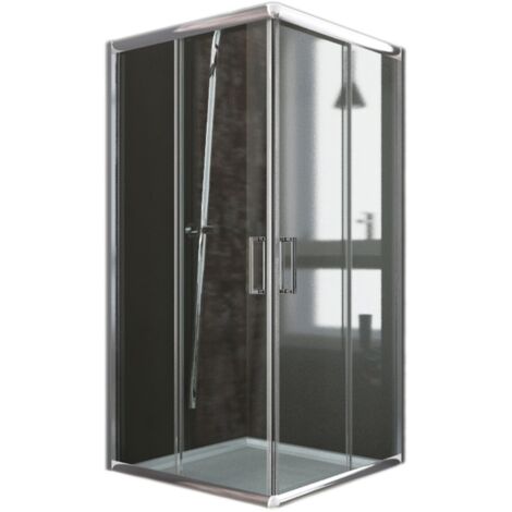 Box doccia H185/200 vetro trasparente/stampato 6mm rettangolare quadrato apertura scorrevole due porte scorrevoli reversibile cabina cristallo mod. Alabama