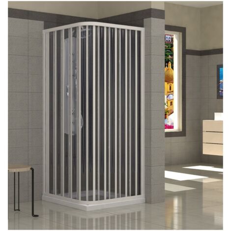 Box Doccia in PVC 1 Porta a Soffietto Angolare 2 Lati Apertura a Parete Angolo - Misura Box Angolare 70x120