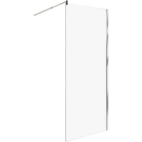 Box Doccia in Vetro Temperato Divisorio Senza Porta argento 80 x 190 cm Ahaus