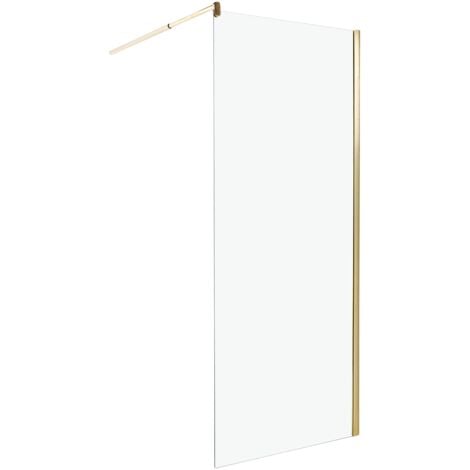 Box Doccia in Vetro Temperato Divisorio Senza Porta oro 80 x 190 cm Ahaus