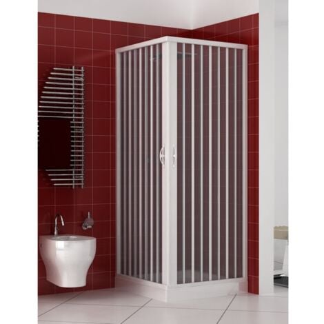 Box Doccia Luna in PVC 2 Lati Apertura Scorrevole Angolare a Soffietto 70 x 70 x h185 cm