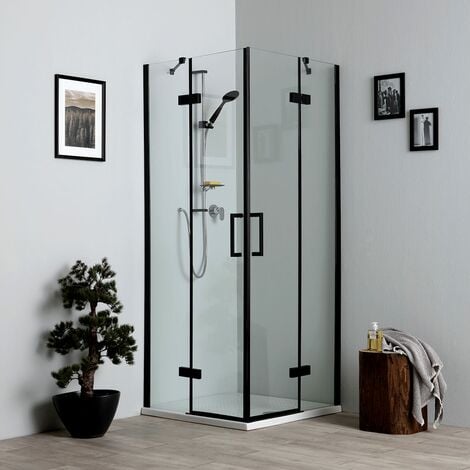 Box Doccia Nero Opaco 70X70 Con Ante Battenti Senza Telaio  London
