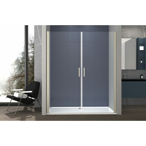 Box doccia nicchia 180 cm porta DUE BATTENTI H200 cm cristallo 6mm profilo CROMATO ZENO